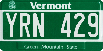 VT license plate YRN429