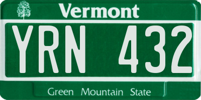 VT license plate YRN432