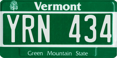 VT license plate YRN434