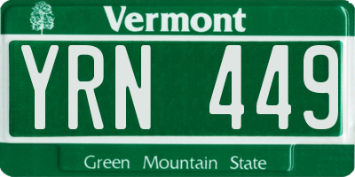 VT license plate YRN449