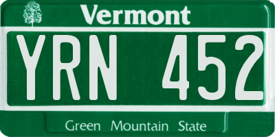 VT license plate YRN452