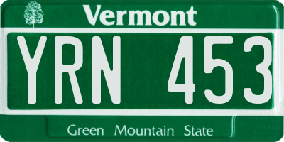 VT license plate YRN453