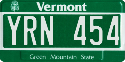 VT license plate YRN454