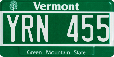 VT license plate YRN455