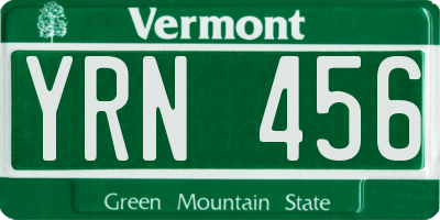 VT license plate YRN456
