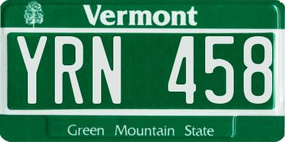 VT license plate YRN458