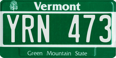 VT license plate YRN473