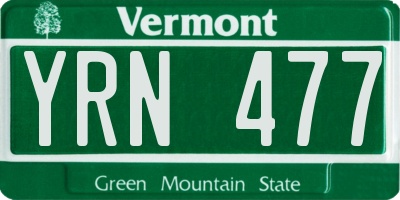 VT license plate YRN477
