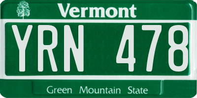 VT license plate YRN478