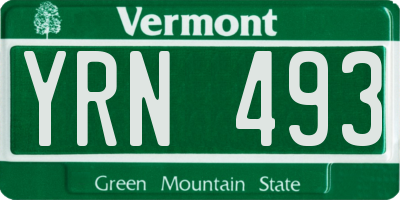 VT license plate YRN493
