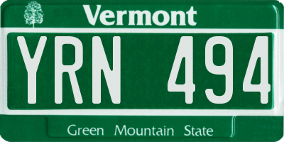 VT license plate YRN494