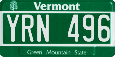 VT license plate YRN496
