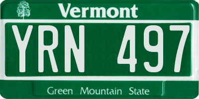 VT license plate YRN497