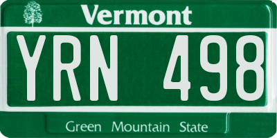 VT license plate YRN498