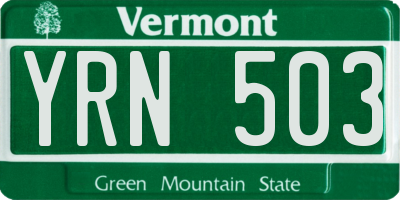 VT license plate YRN503