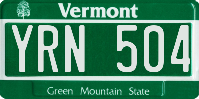 VT license plate YRN504