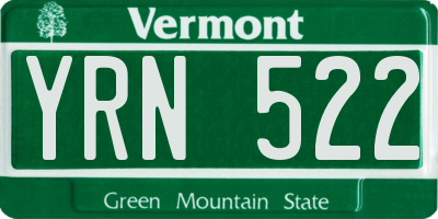 VT license plate YRN522