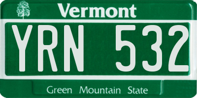 VT license plate YRN532