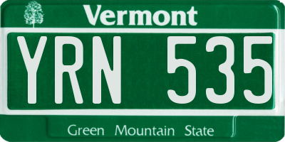 VT license plate YRN535