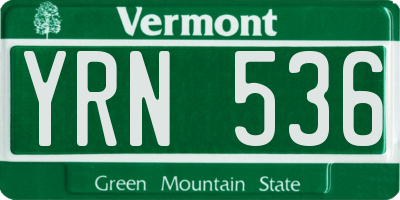 VT license plate YRN536