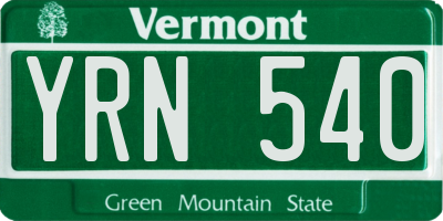 VT license plate YRN540