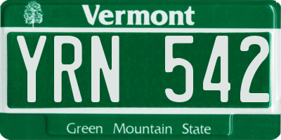 VT license plate YRN542