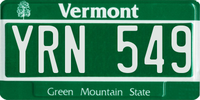 VT license plate YRN549