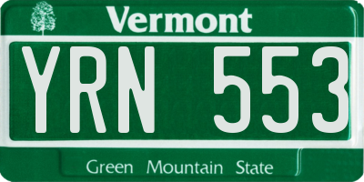 VT license plate YRN553