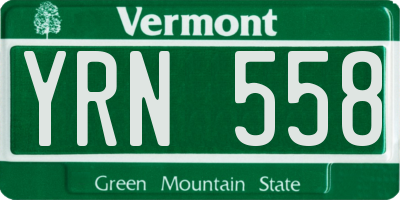 VT license plate YRN558