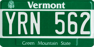 VT license plate YRN562