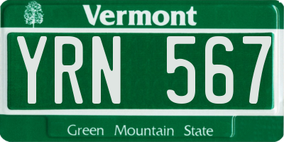 VT license plate YRN567