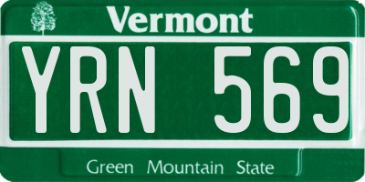 VT license plate YRN569