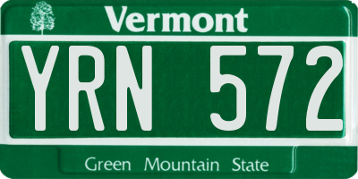VT license plate YRN572