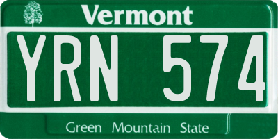 VT license plate YRN574