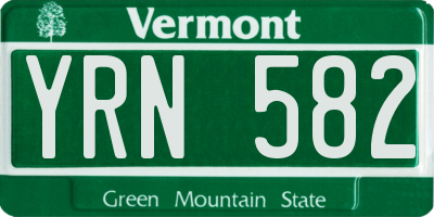 VT license plate YRN582