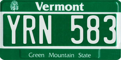 VT license plate YRN583