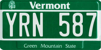 VT license plate YRN587