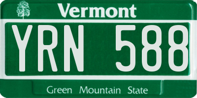 VT license plate YRN588