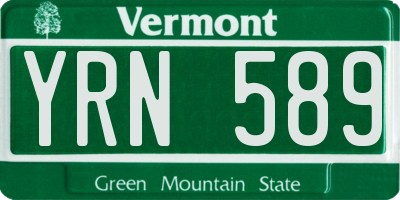 VT license plate YRN589