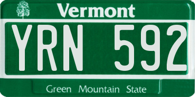 VT license plate YRN592