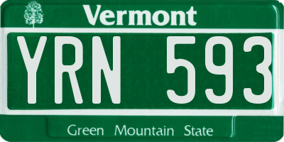 VT license plate YRN593