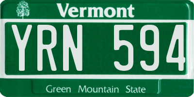 VT license plate YRN594