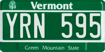 VT license plate YRN595