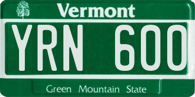 VT license plate YRN600