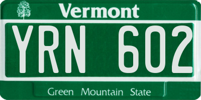 VT license plate YRN602