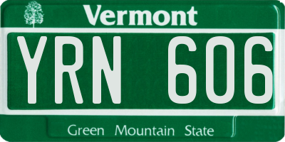 VT license plate YRN606