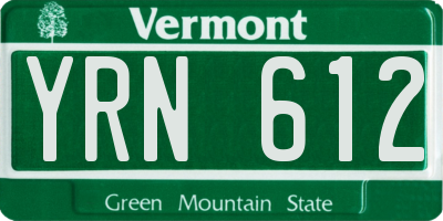 VT license plate YRN612