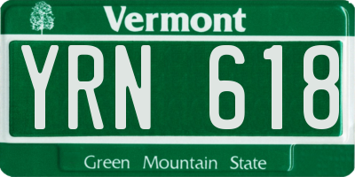 VT license plate YRN618