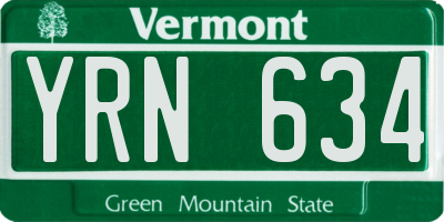 VT license plate YRN634