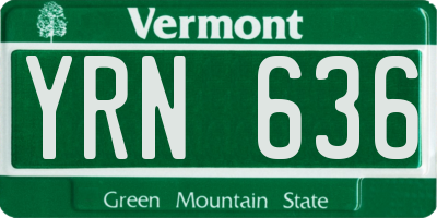 VT license plate YRN636